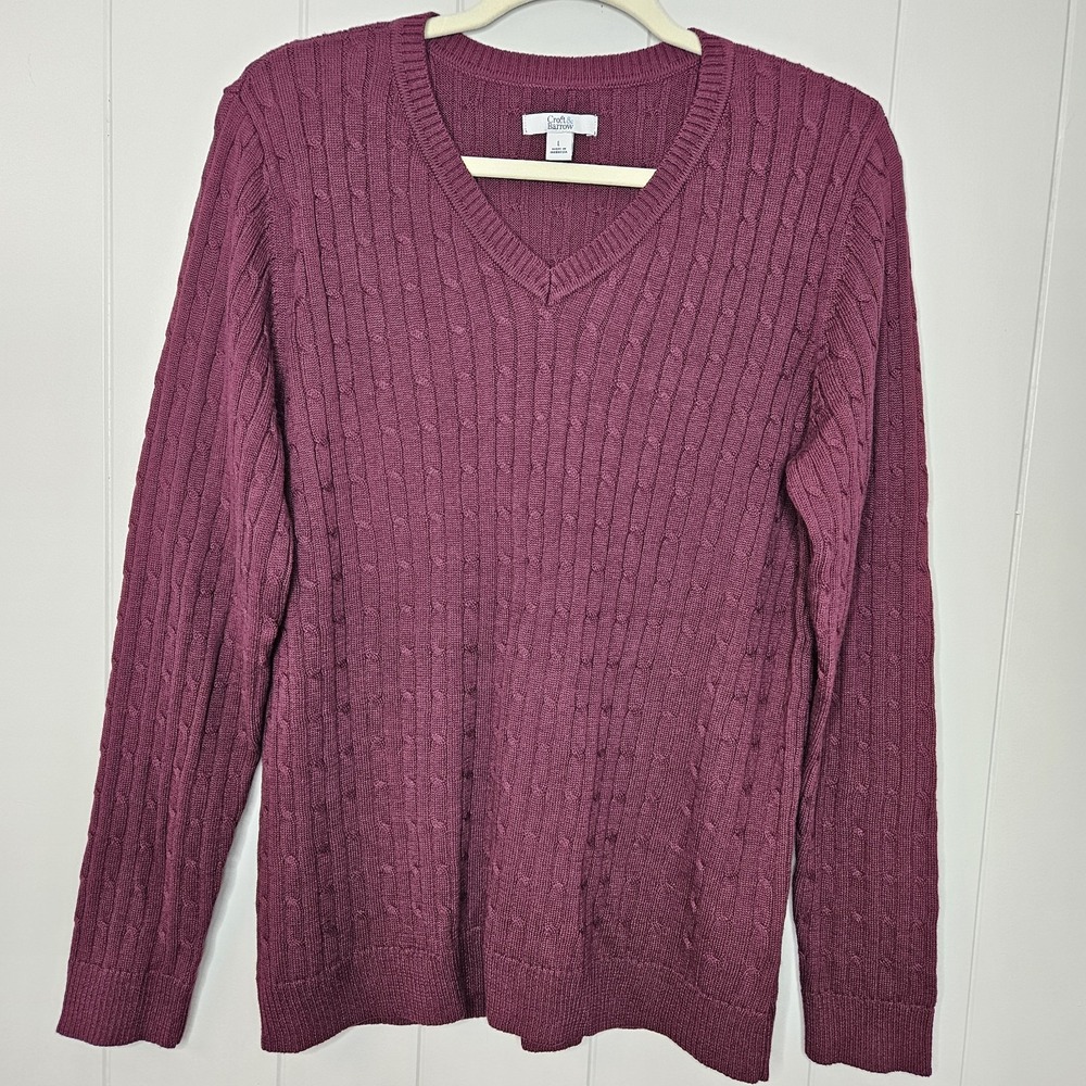 Croft & Barrow Women's V-Neck Sweater Large Long Sleeves Casual